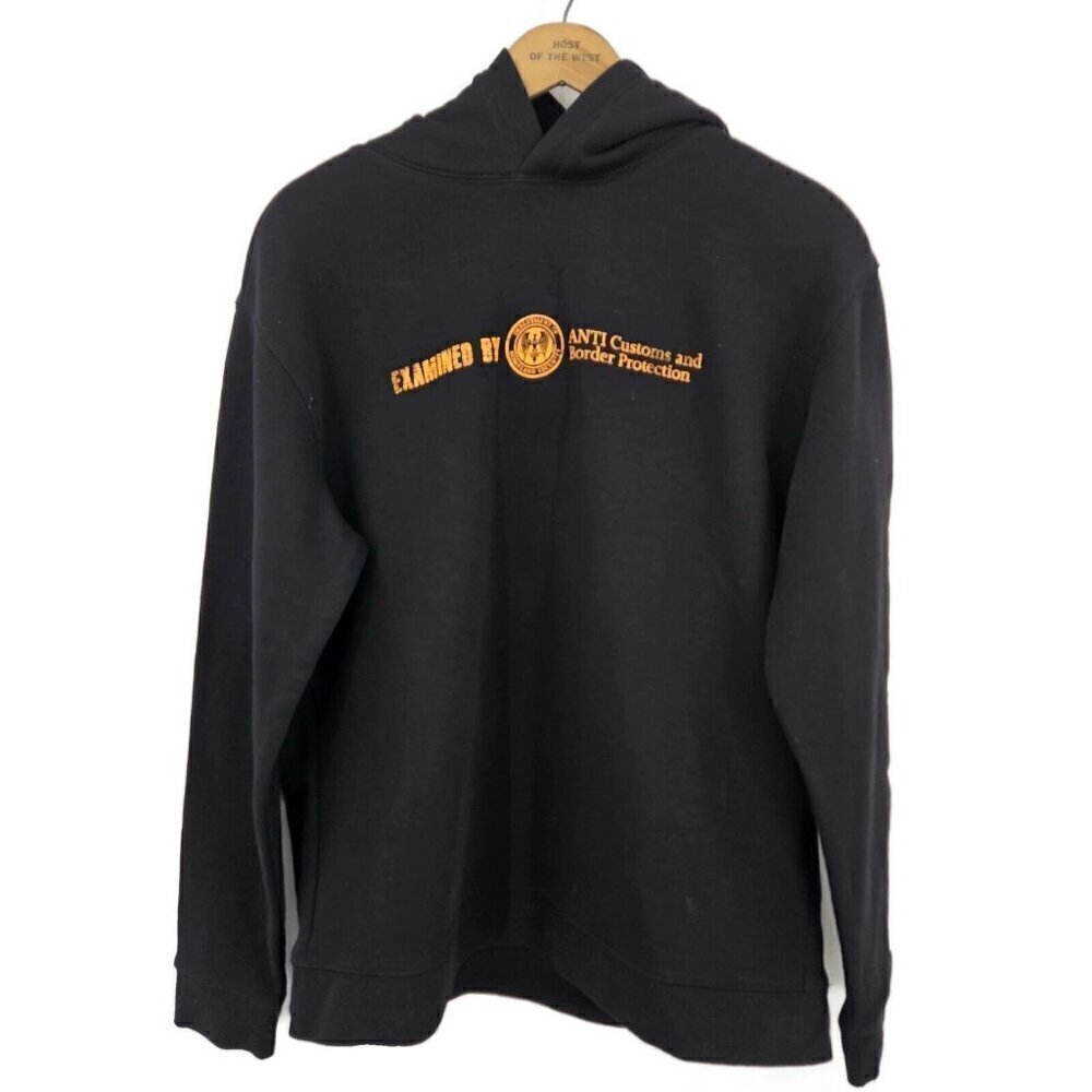 New Anti Brand Black Hoodie Mens Small Customs Border Protection